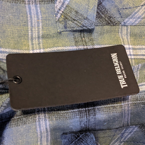 NWT True Religion HS Brushed Flannel Womens Button Up Long Sleeve Iris Medium - Picture 3 of 11